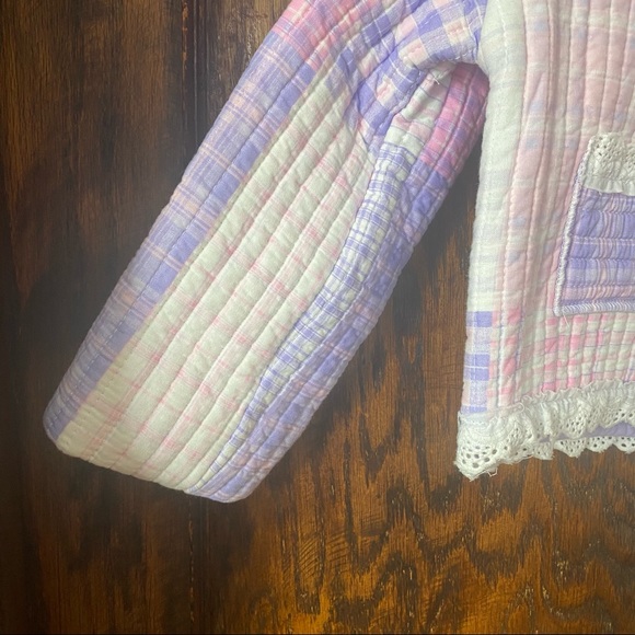 Grannie quilted pink purple baby coat jacket with matching bib 12-18 months - Picture 4 of 13